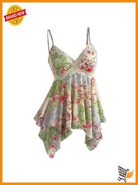 Y2K Lace Sequin Ruffle Peplum Babydoll Cami Going Out Top